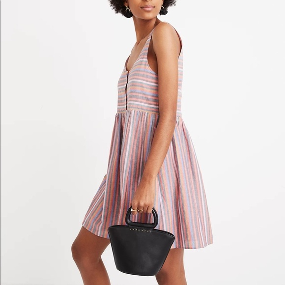 Like New! Madewell Scoopneck Tank Dress in Rainbow Stripe - Picture 4 of 11